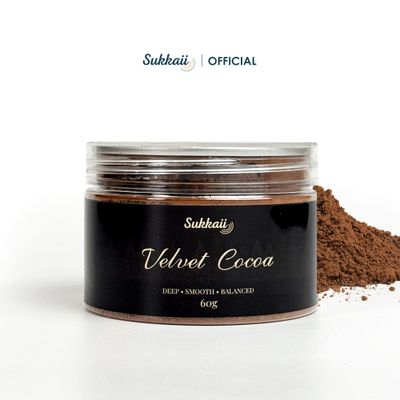 ผงโกโก้ดัตช์โพรเซส Velvet Cocoa — เข้ม นุ่ม กลมกล่อม ไม่มีน้ำตาล Sukkaii 60 g.