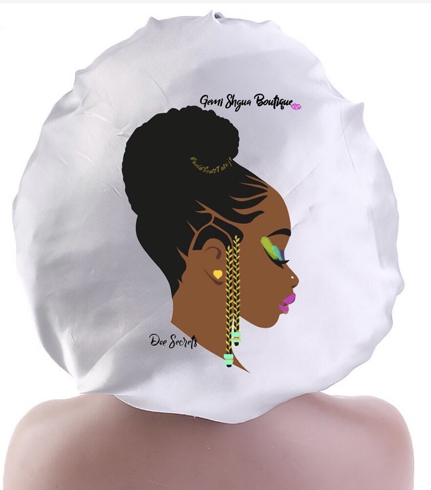 Grey 100% Satin Bonnet with Lady logo on top
