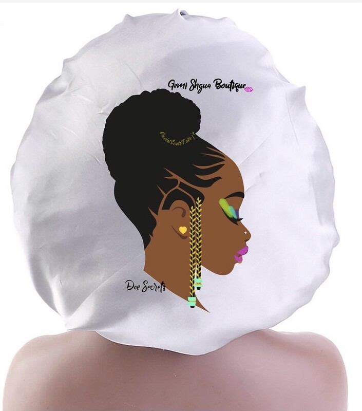 Grey 100% Satin Bonnet with Lady logo on top