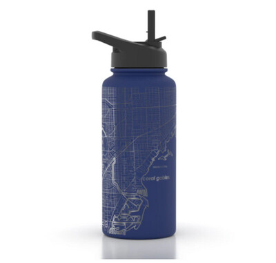 Well Told Home Town Map Insulated Bottle 32 oz. Midnight Blue
