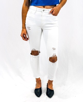 White Ripped Slim-fit Jeans