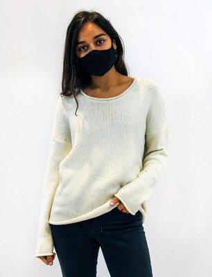 White Knitted Sweater with Colourful Specks