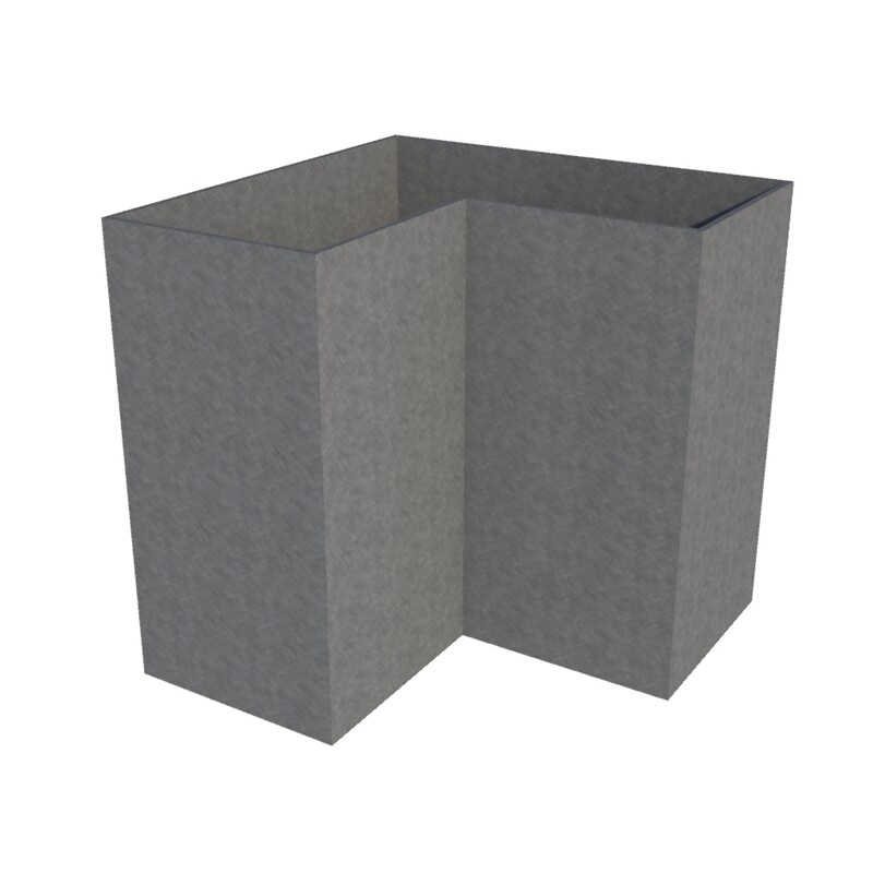 Galvanised L-shaped Planter 1000 x 1000 x 1000