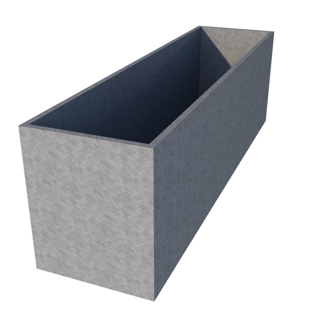 Galvanised Rectangular Planter 1950 x 500 x 600