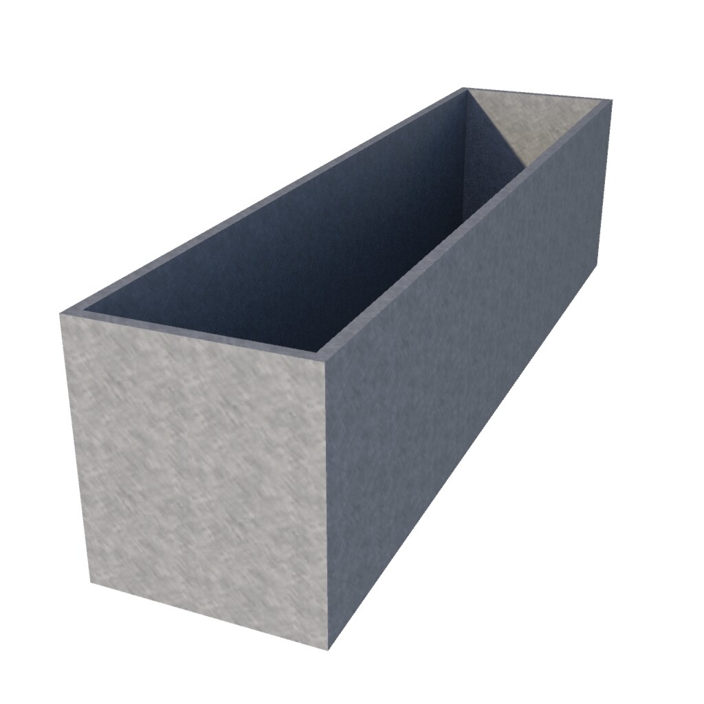 Galvanised Rectangular Planter 1950 x 450 x 500