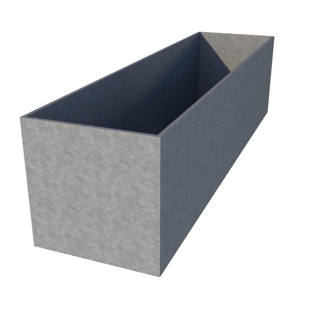 Galvanised Rectangular Planter 1950 x 500 x 500