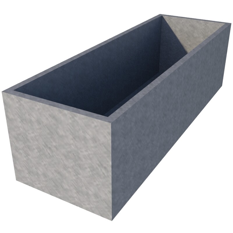 Galvanised Rectangular Planter 1200 x 400 x 350