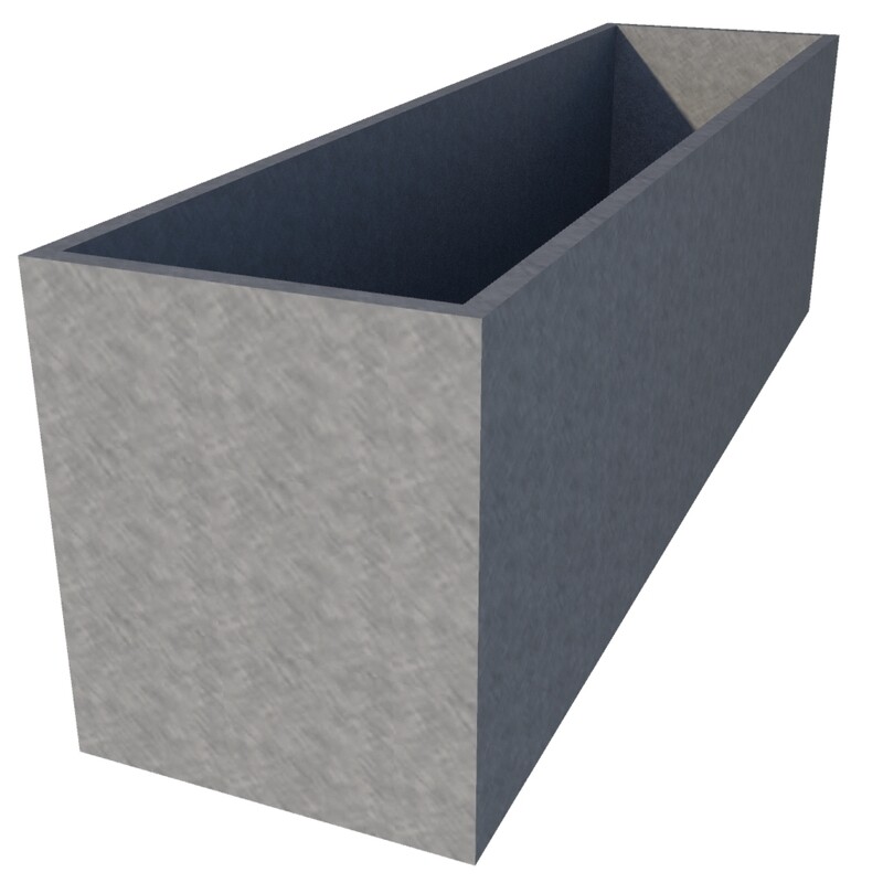 Galvanised Rectangular Planter 2000 x 500 x 600