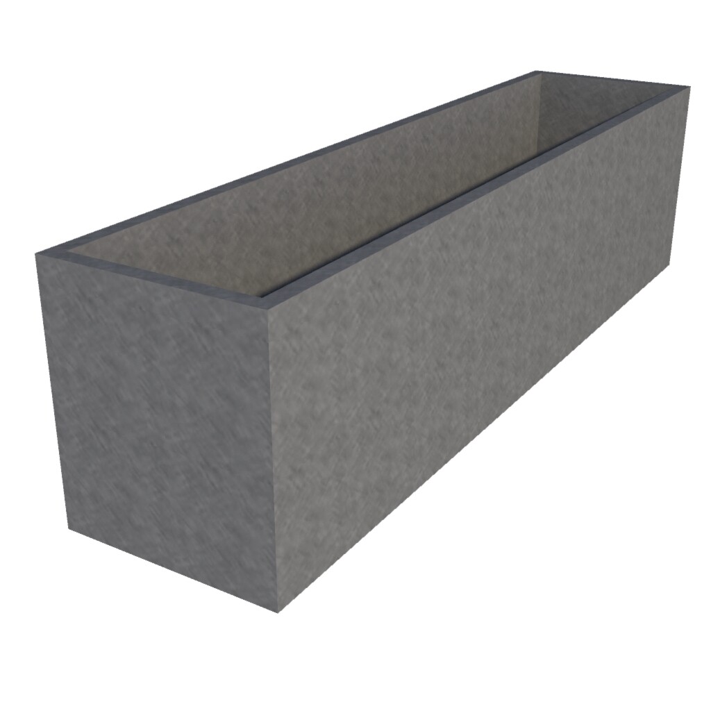 Galvanised Rectangular Planter 1900 x 400 x 450