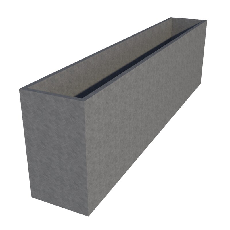 Galvanised Rectangular Planter 2500 x 400 x 700
