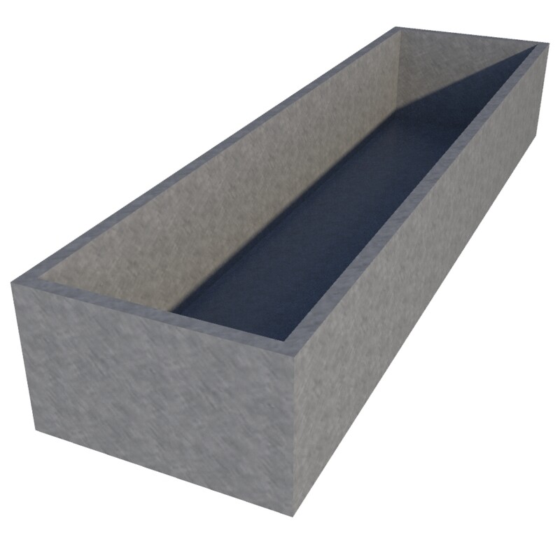 Galvanised Rectangular Planter 1900 x 500 x 300