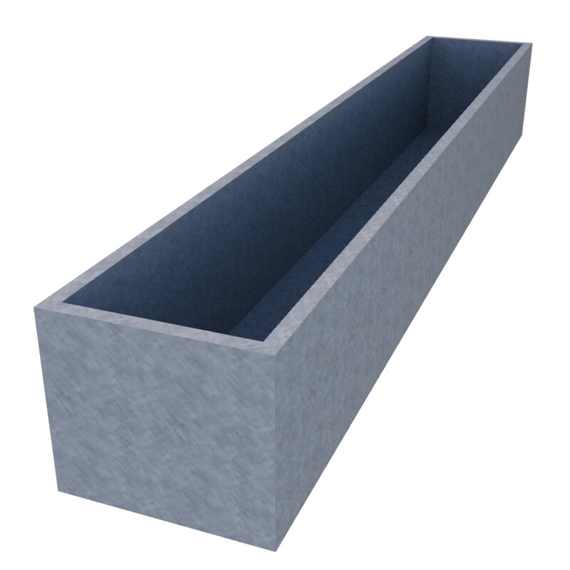 Galvanised Rectangular Planter 2500 x 400 x 350