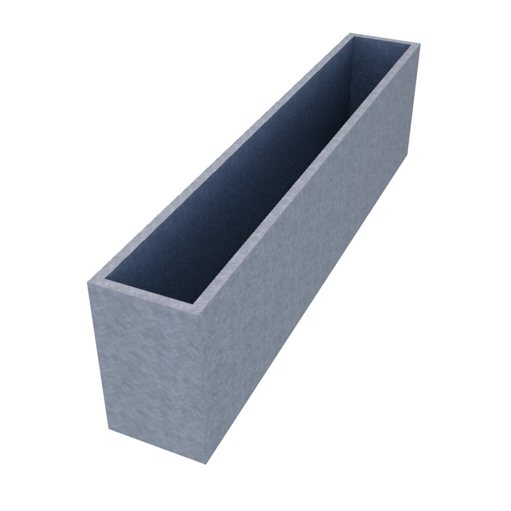 Galvanised Rectangular Planter 1900 x 300 x 500