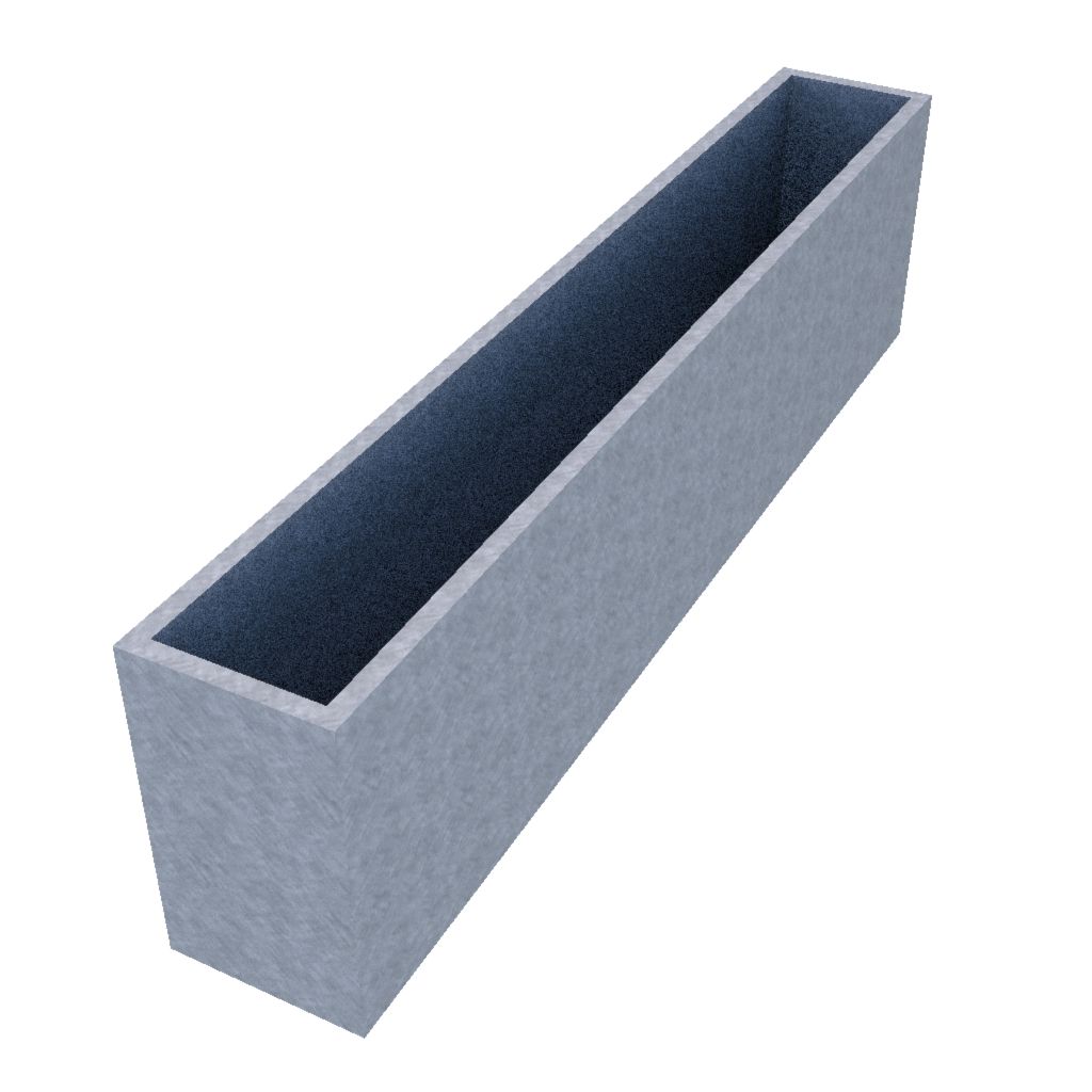 Galvanised Rectangular Planter 2000 x 300 x 510