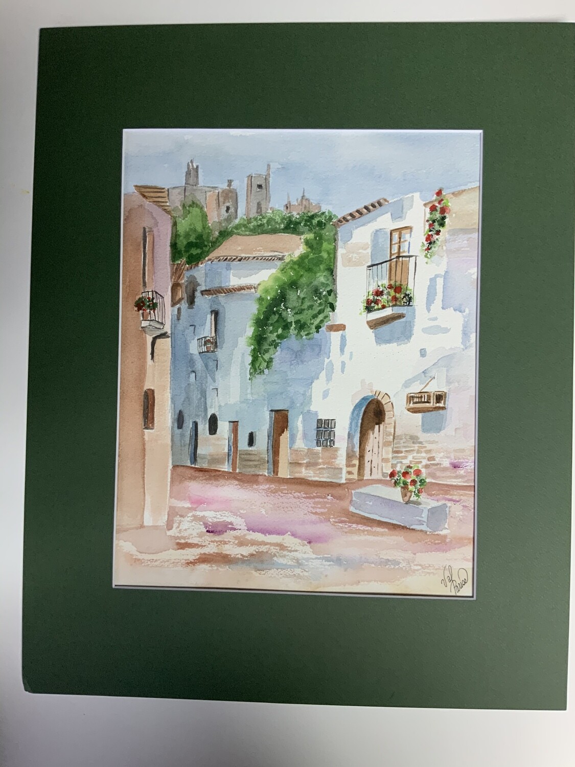 watercolor“Returning home” small village scene