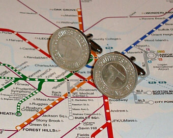 Transit token Cufflinks Gold or Silver, Boston