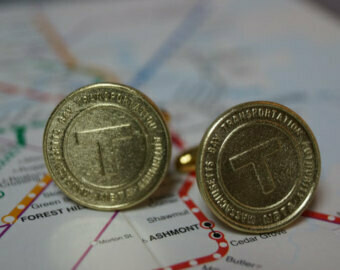 Boutons De Manchette Vintage - Jetons De Transport Atlantic City Recyclés (Argent)