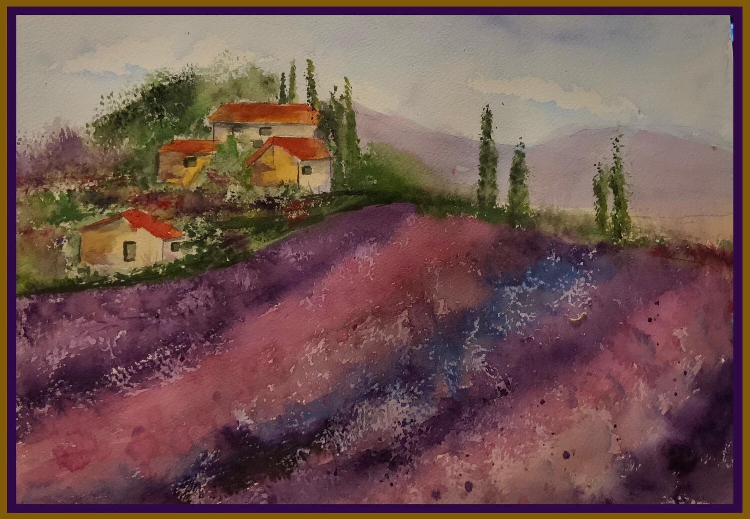 "Lavender fields" in Paris watercolor painting