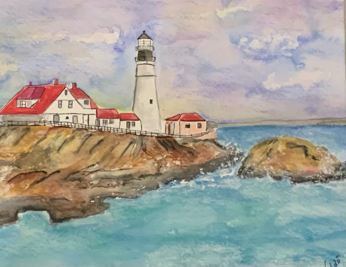 Portland Head Lighthouse Watercolor painting
