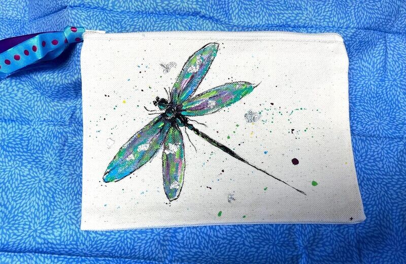 dragonfly canvas bag handpainted