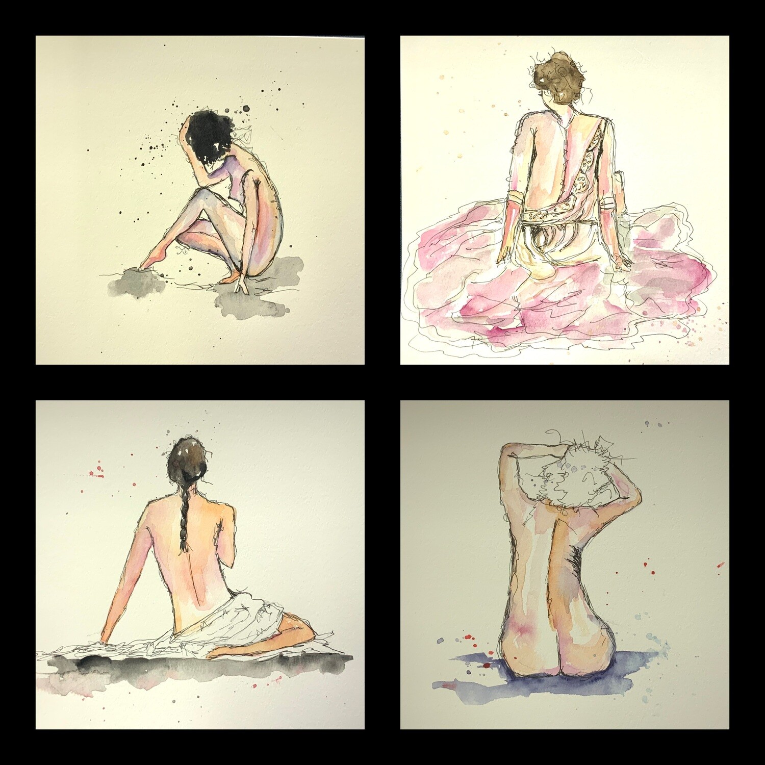 Women and figures watercolor original paintings