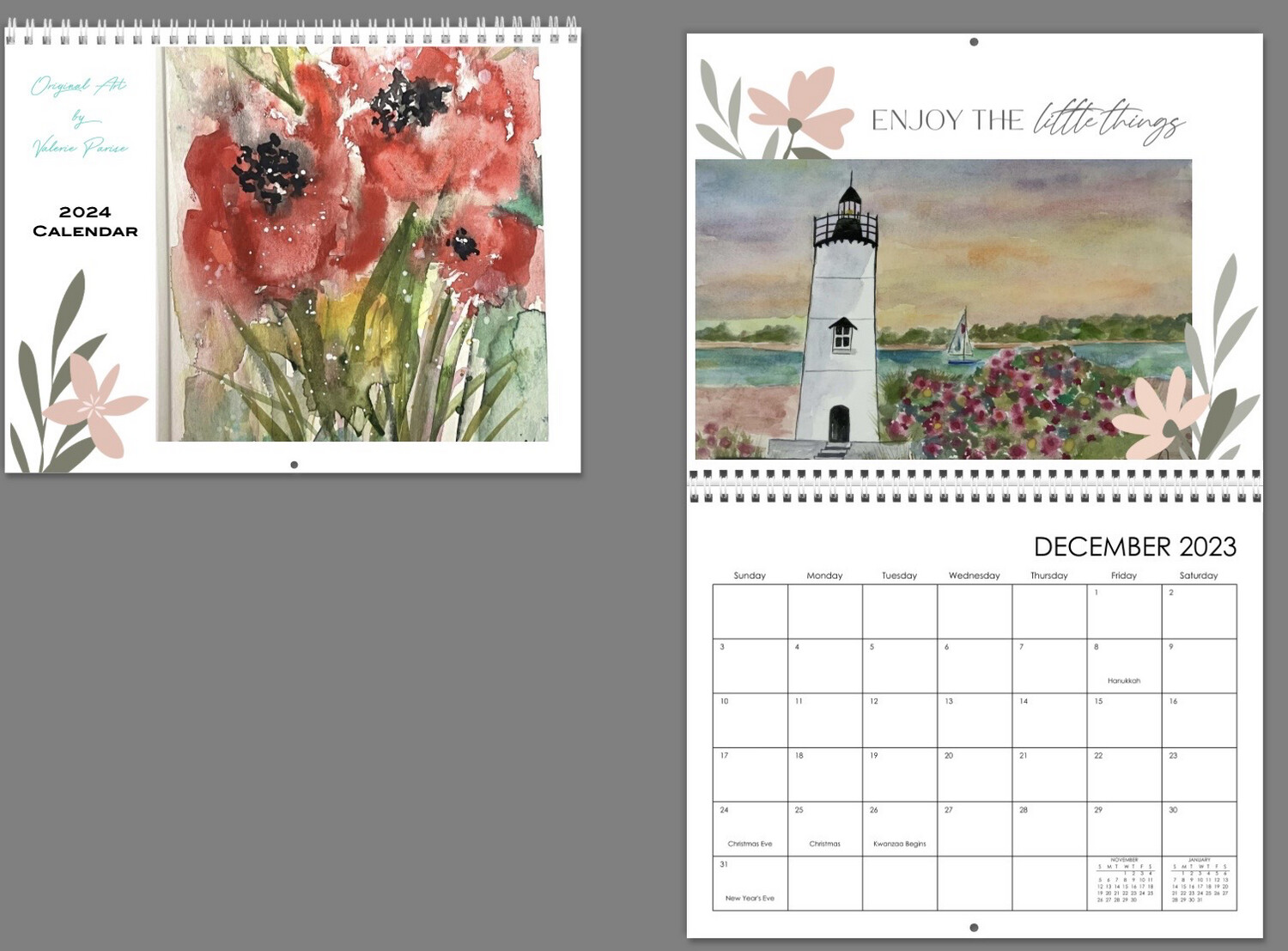Monthly Wall Calendar With original artwork. writable