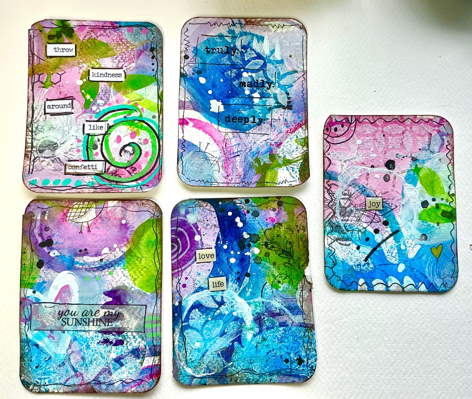 Affirmation cards hand painted watercolor