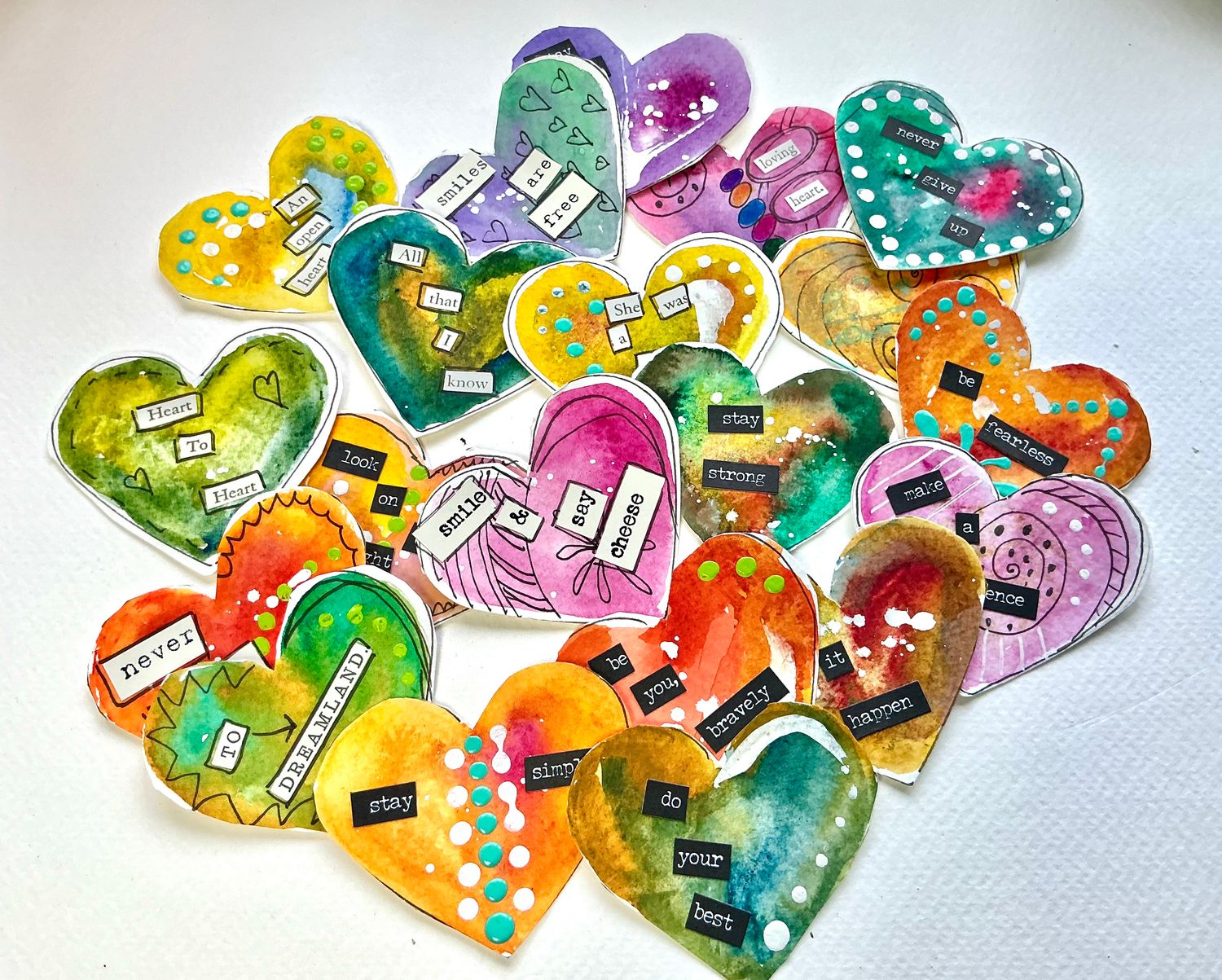 Affirmation cards hand painted watercolor