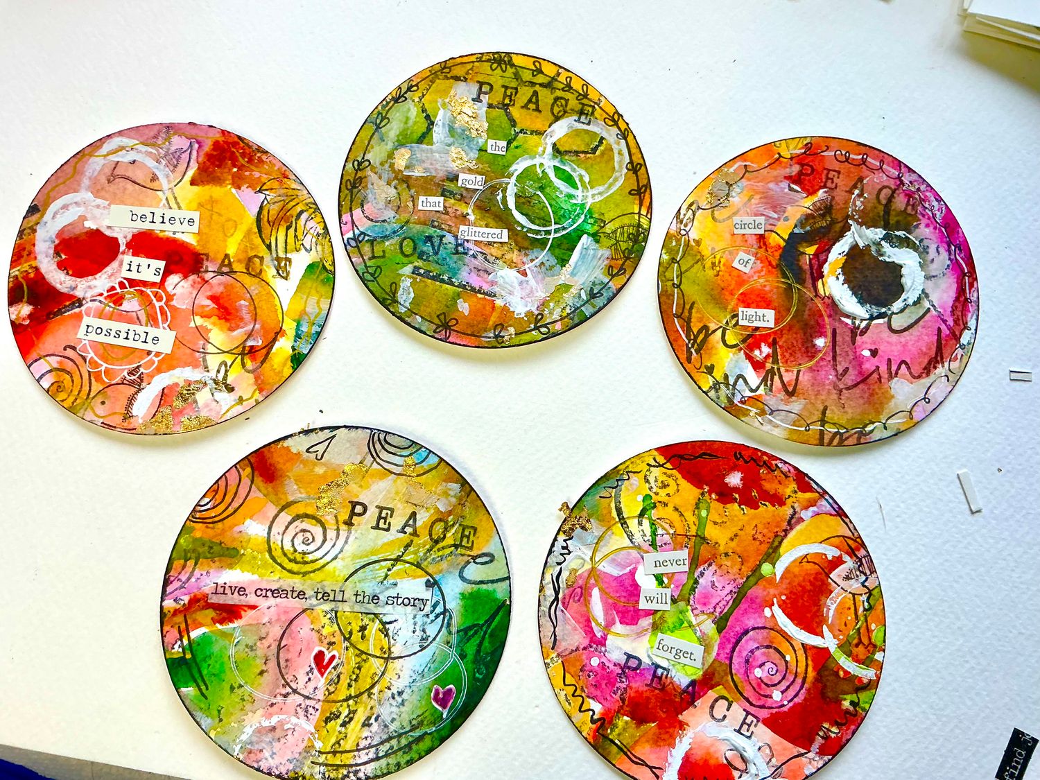 Affirmation cards hand painted watercolor