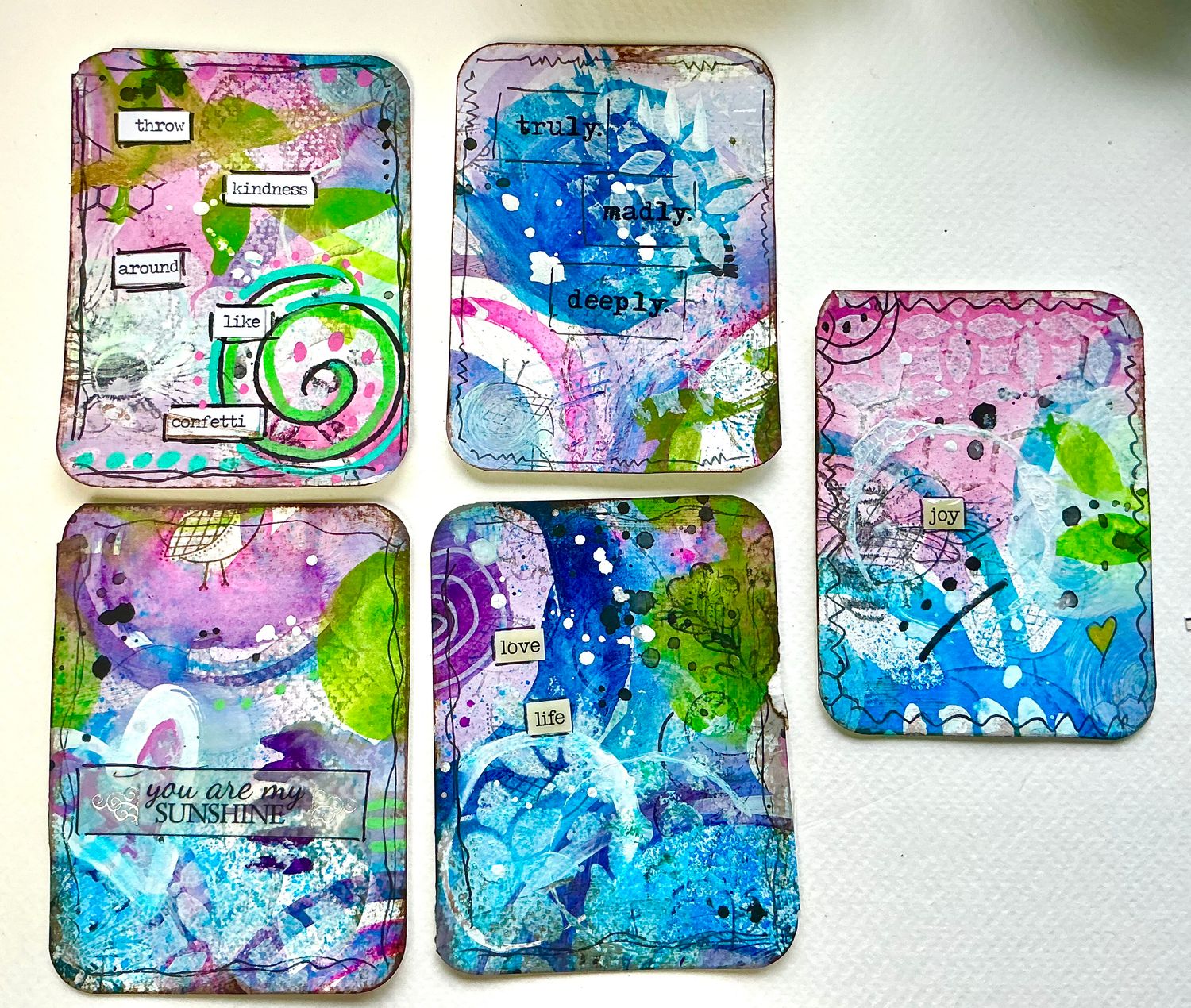 Affirmation cards hand painted watercolor