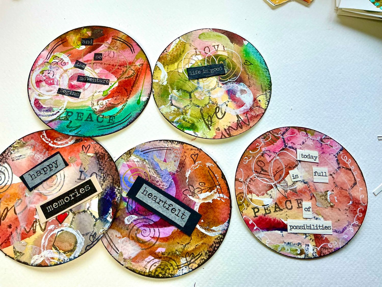 Affirmation cards hand painted watercolor