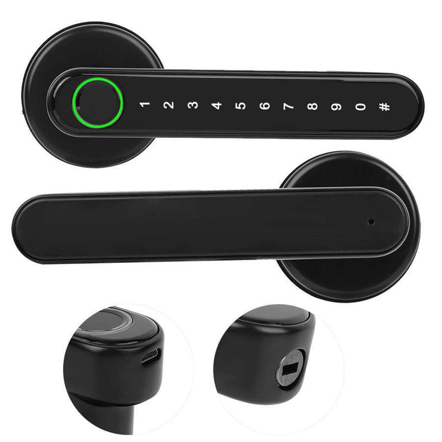 Wireless Remote Control Wifi BLE APP Biometric Fingerprint Lever Magnetic Door Handle Lock