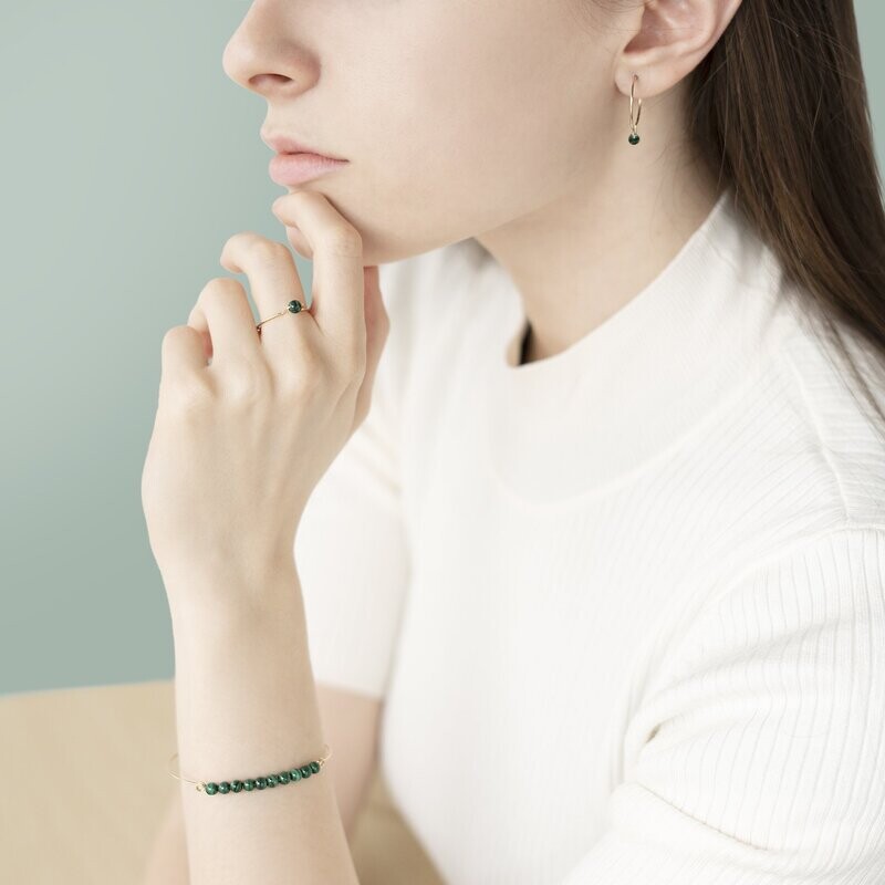 Boucles d'oreilles Malachite & Or 14k gold-filled