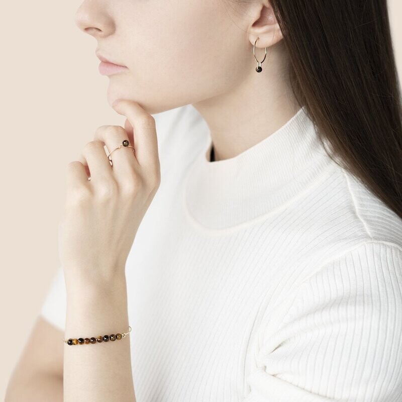 Boucles d'oreilles Oeil-de-Tigre & Or 14k gold-filled