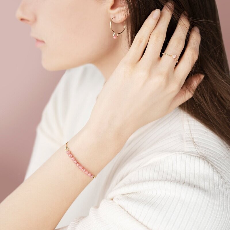 Bracelet Rhodochrosite & Or laminé ou Argent