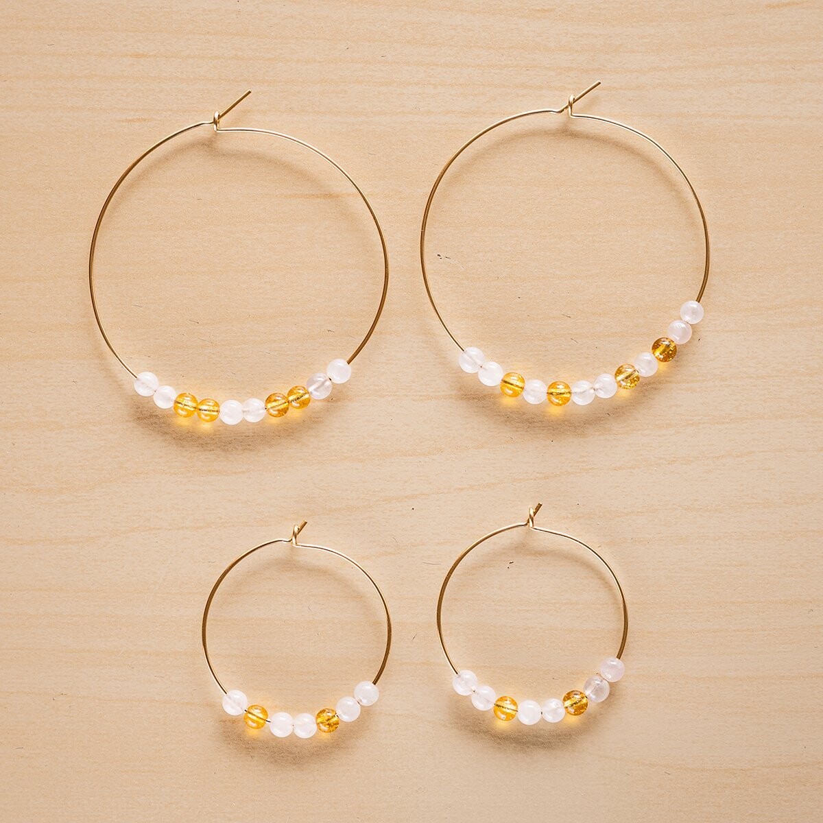 Grandes créoles Quartz Rose & Citrine sur Or 14k gold-filled