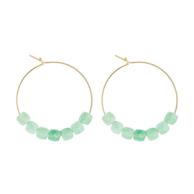 Aventurine & gold-filled 14k small Hoops