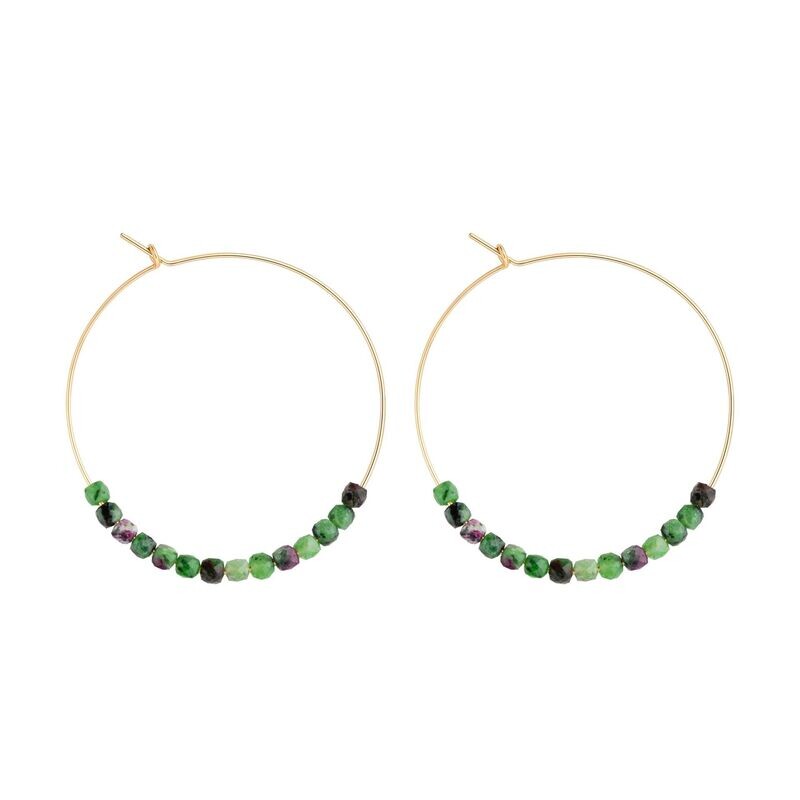 Grandes créoles Rubis Zoïsite & Or 14k gold-filled