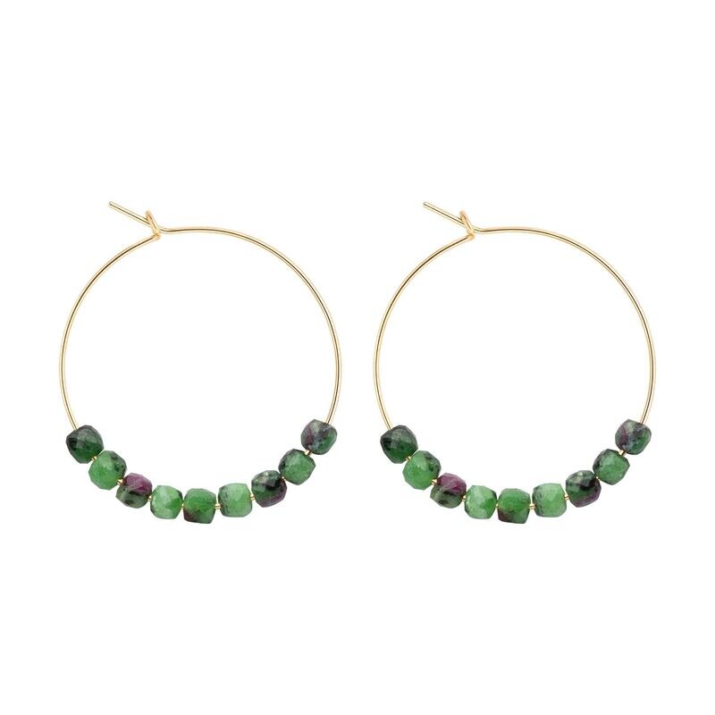 Petites créoles Rubis Zoïsite & Or 14k gold-filled