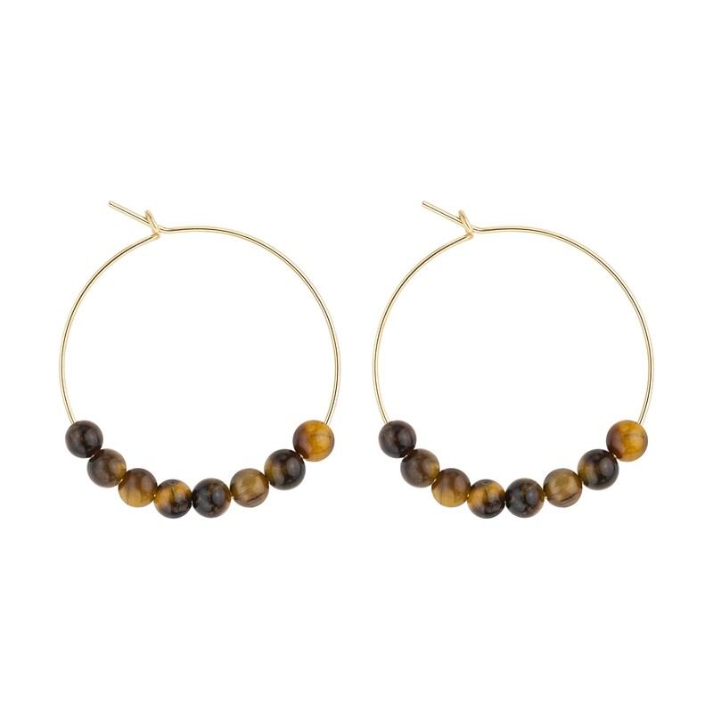 Petites Créoles Oeil-de-Tigre & Or 14k gold-filled