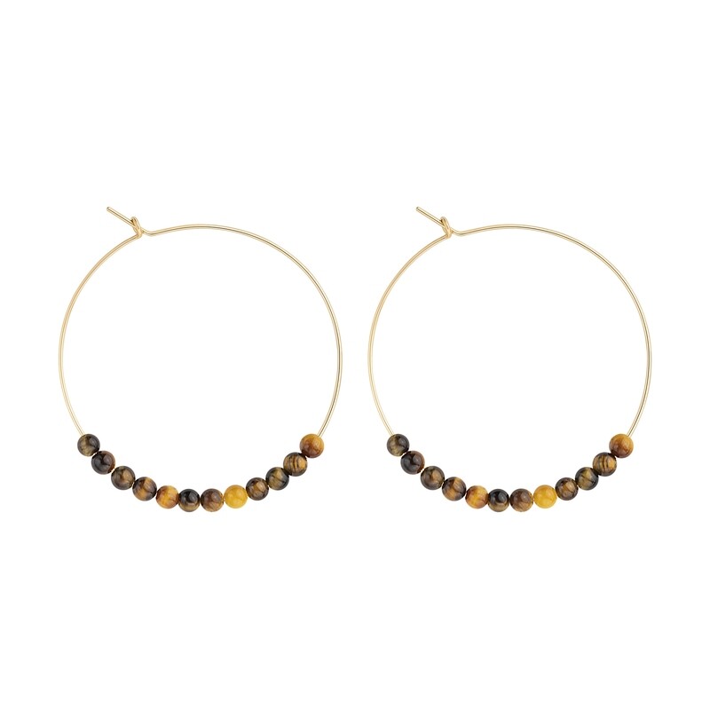 Grandes Créoles Oeil-de-Tigre & Or 14k gold-filled