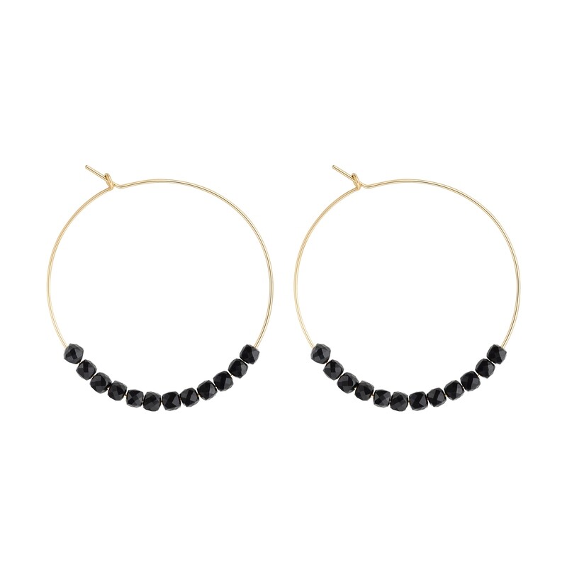 Grandes Créoles Spinelle Noir & Or 14k gold-filled