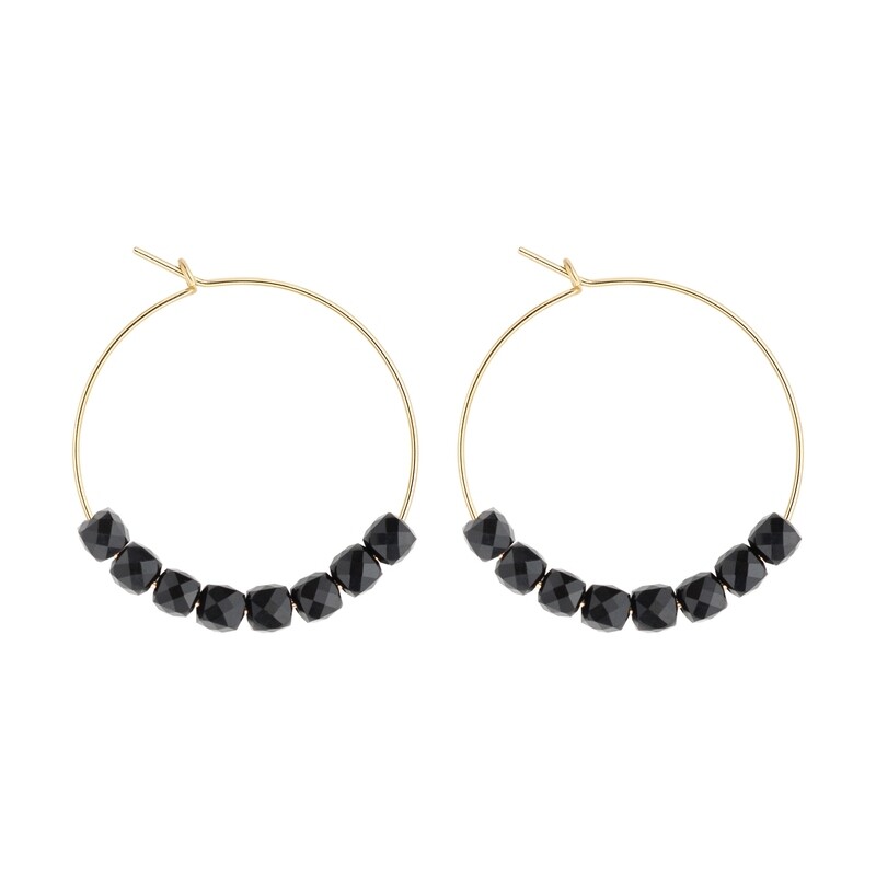 Petites Créoles Spinelle Noir & Or 14k gold-filled
