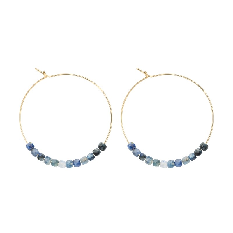 Grandes Créoles Cyanite & Or 14k gold-filled