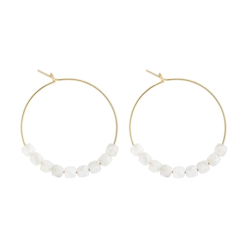 Petites Créoles Pierre de Lune facettées & Or 14k gold-filled