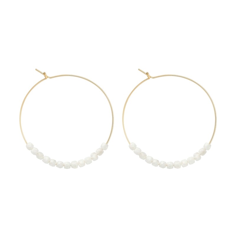 Grandes Créoles Pierre de Lune facettées & Or 14k gold-filled