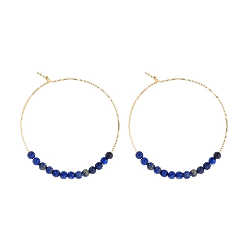 Grandes Créoles Lapis Lazuli & Or 14k gold-filled
