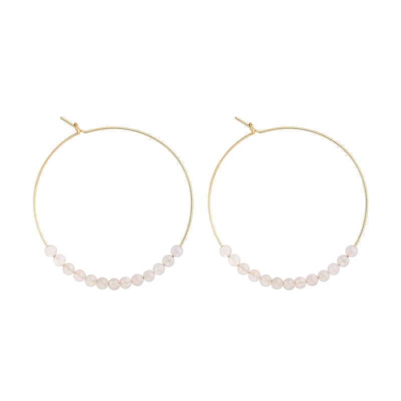 Grandes Créoles Quartz Rose & Or 14k gold-filled