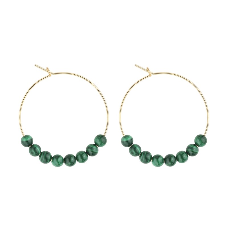 Malachite & gold filled 14k small Hoops