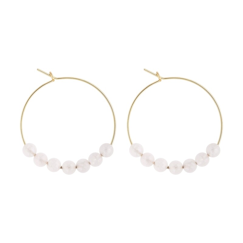 Petites Créoles Quartz Rose & Or 14k gold-filled